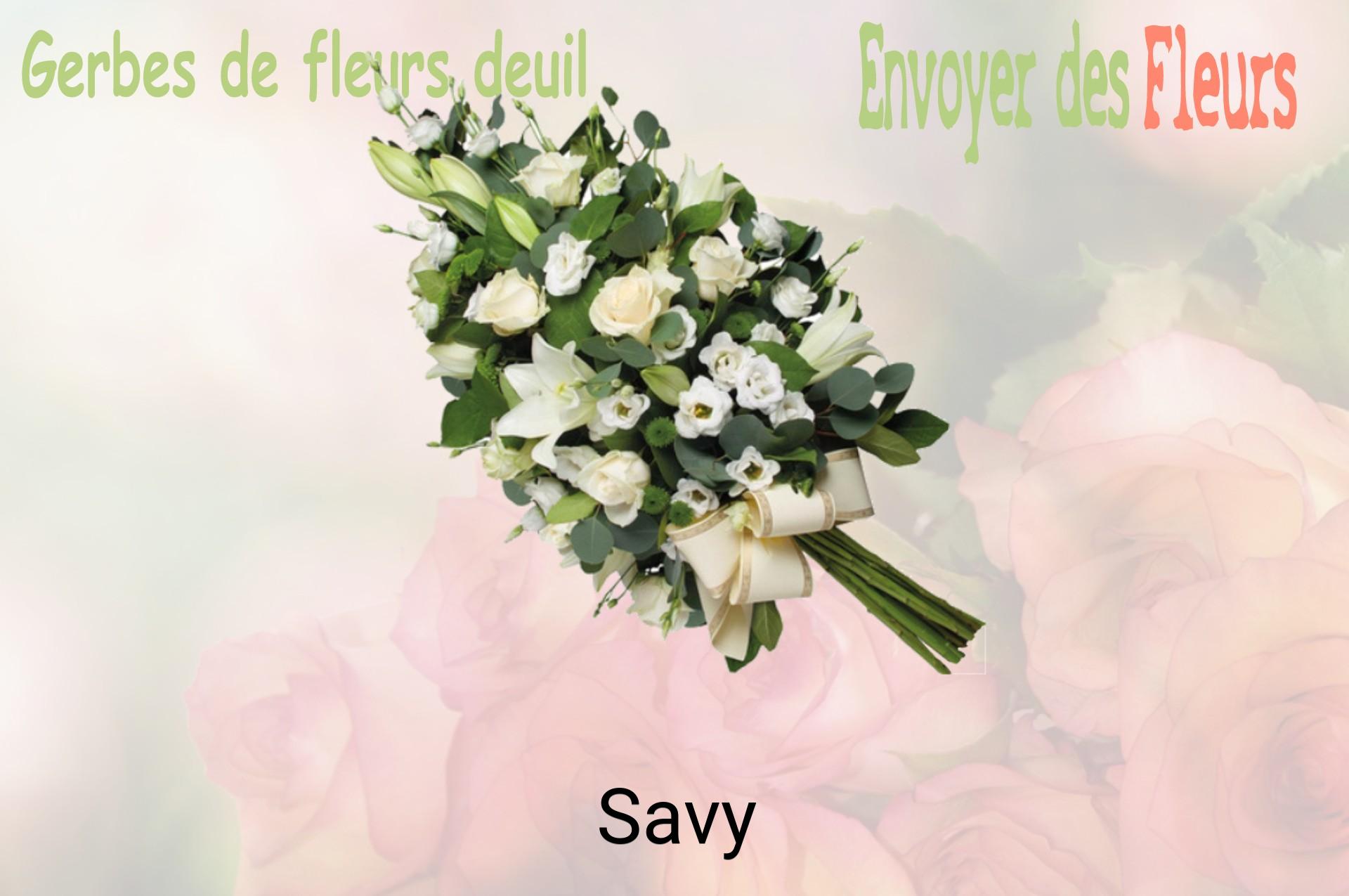 Gerbe de fleurs de deuil livrée à Savy